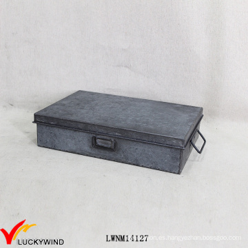 Casa de campo rectangular de la vendimia Caja de almacenaje galvanizada industrial del cinc